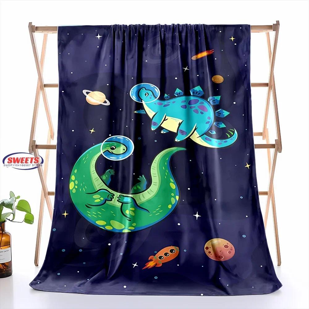 Dinosaur Print Flannel Throw Blanket Soft Warm Bed Cover for Bedroom Sofa Picnic Outdoor Leisure Nap Trip Gift