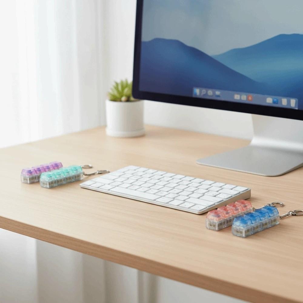 Funny Fidget Keyboard with LED Transparent Shaft Decompression Keyboard  Pass Time