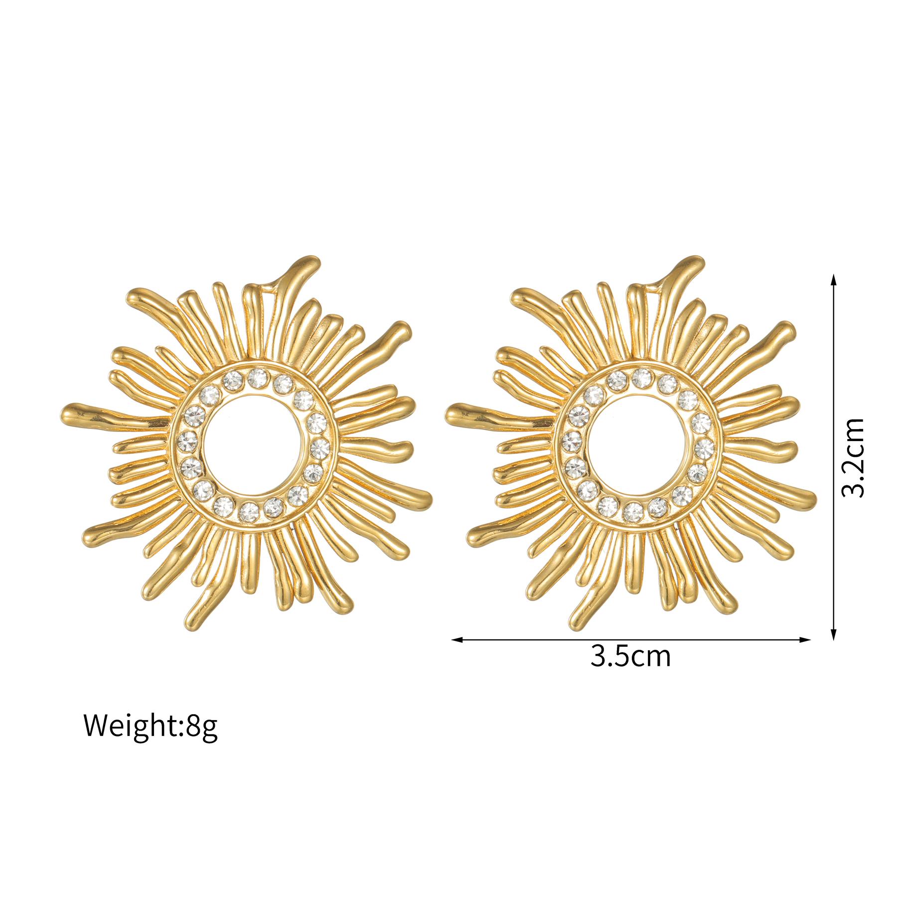 

Atoztide New Fashion Shiny Zircon Earring for Women Stainless Steel Trendy Gold Color Statement Stone Stud Earring Jewelry Gift