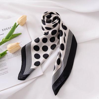 Polka Dot Silk Scarf Small Square Scarf Women's High-end Scarf Fashion Commuter Printing Simulation Silk Scarf 70CM