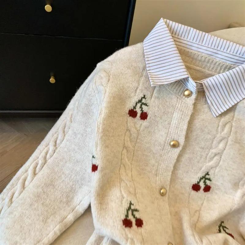 Autumn Winter Fashion Women's Elegant Knitted Cardigan Flip Collar Casual Solid Color Thick Warm Sweater Jumper