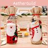 Artistic Burlap Wine Bottle Wraps Featuring Cheerful Santa And Snowman For Christmas