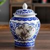 Blue and White Porcelain Ceramic Tea Pot General Can Sealed Storage Tank Small Storage Tea Pot Container Organizer Box