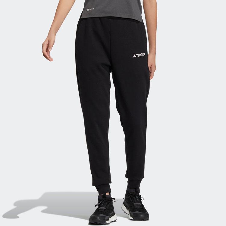 adidas Letter Print Elastic Waist Cuffed Sports Pants Women Pants Black IC4474