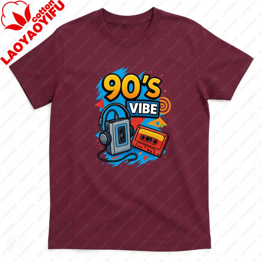90s Vibe Retro Music Cassette Player Men TShirt Cotton Summer Short Sleeve Casual Fashion Top Unisex Gift For Party Wear