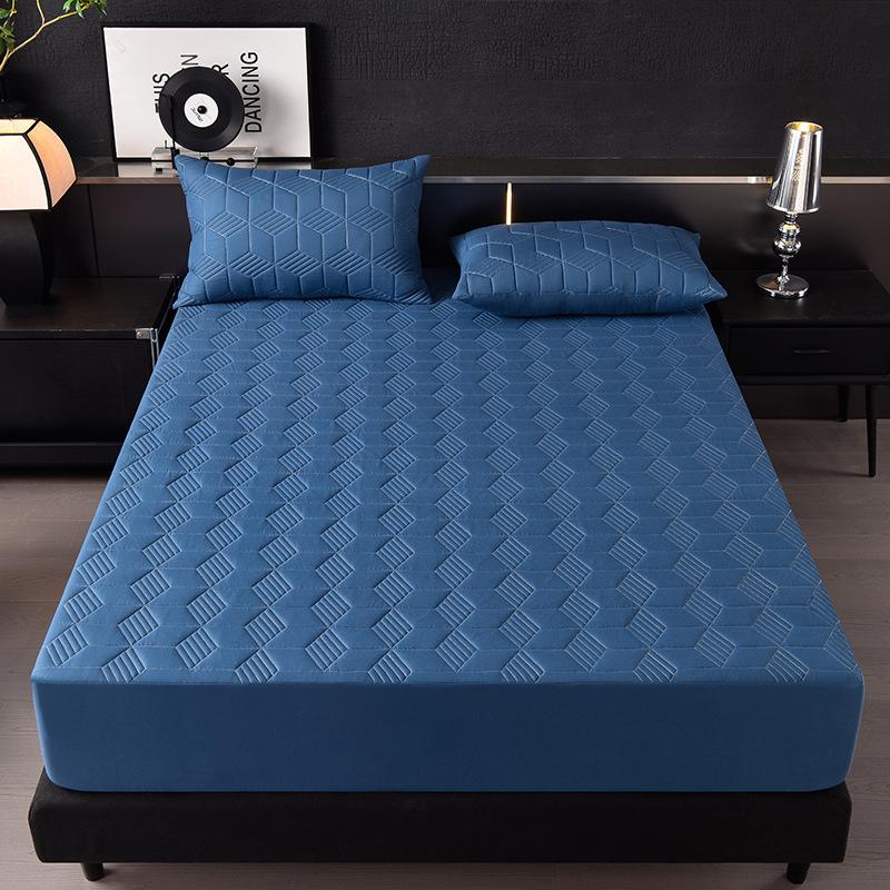 1 szt. Wodoodporny Pokrowiec na Materac Jednolity Kolor Pikowany Geometryczny Wzór Gruby Trwały Materiał do Domu i Akademika, Gładka Tekstura