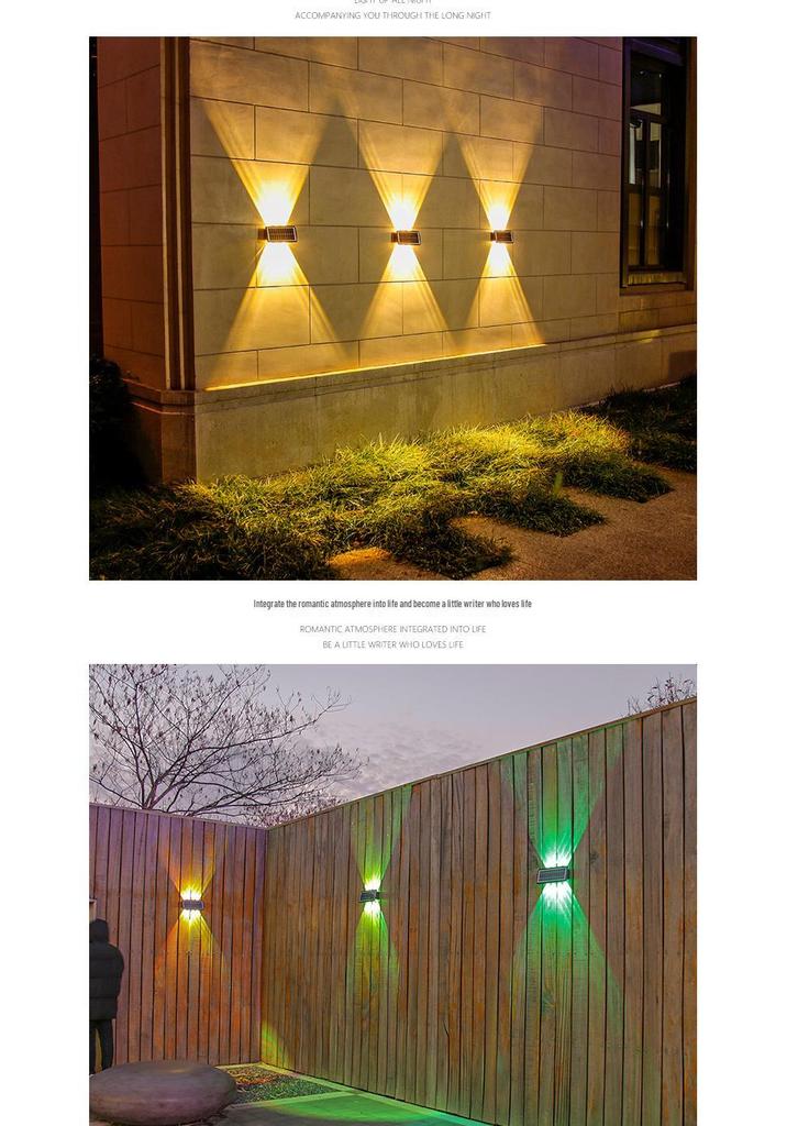 Solar Double Head Wall Light: Waterproof Outdoor Spotlight for Villas and Courtyards