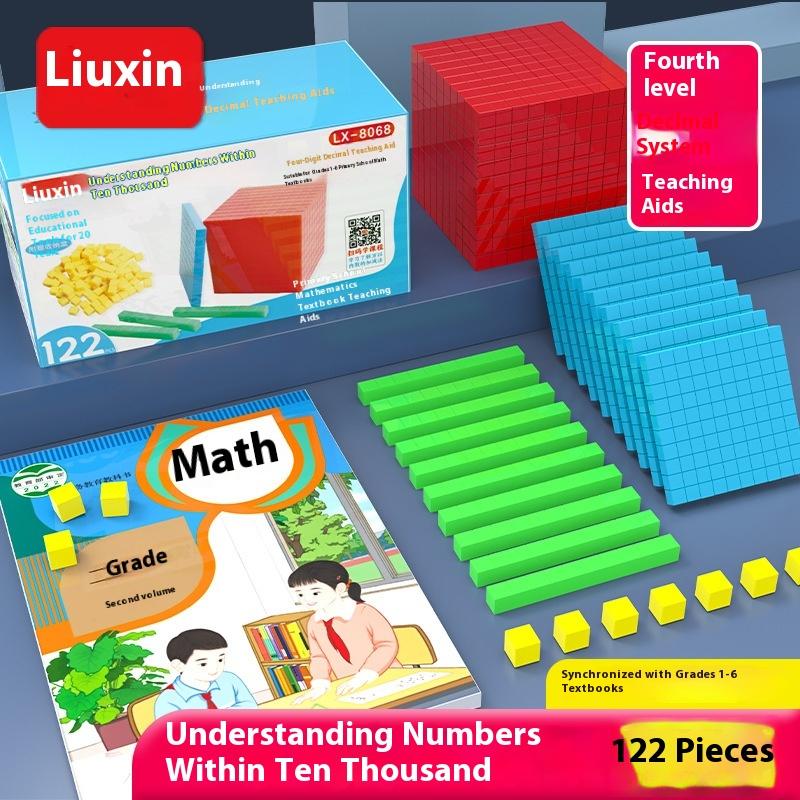1 Set Kids Math Plaything Ten Hundred Thousand  Complete Kit Math  Plastic Base Toys Counting Cubes Games