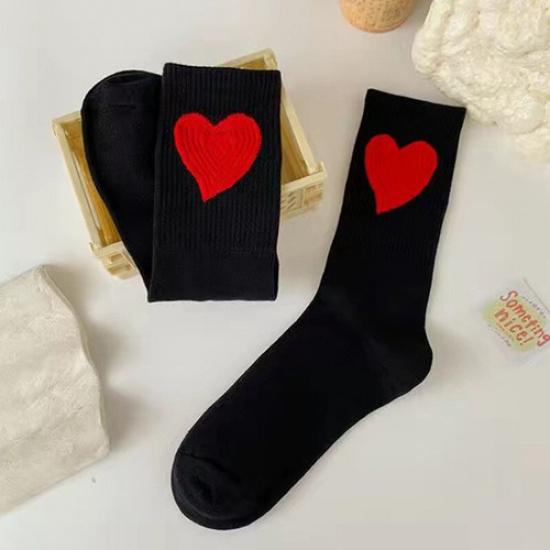 High Ankle Socks Womens Cotton Cute Love Heart Embroidered Breathable Crew Sock`