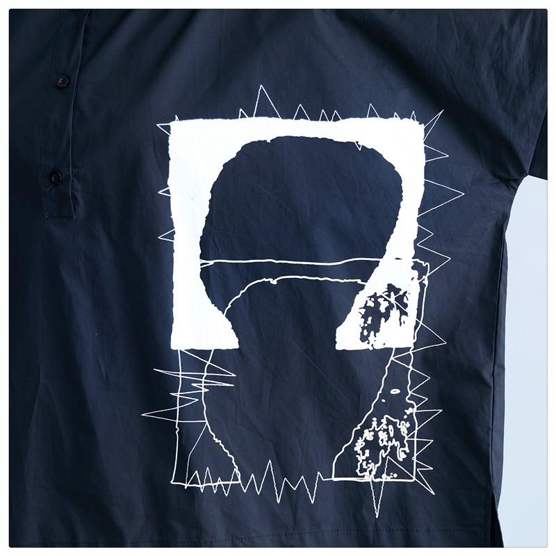 DIMANAF Dameskleding Casual Dames Shirts Blouse Zwart Oversize Print Tops Tuniek Katoenen Losse Knoop T-shirt 2024 Lente Zomer