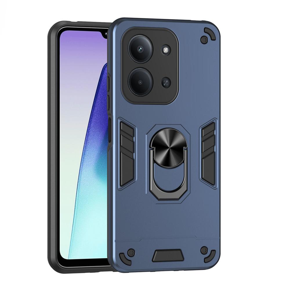 KEYSION Shockproof Armor Case for Xiaomi POCO C85 Soft Silicone+PC Metal Ring Stand Phone Back Cover for Redmi 15C
