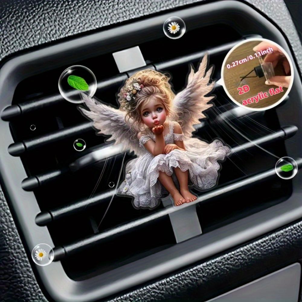 2D flat girl car vent clip decorative diffuser (fragrance not included), car interior decoration, aromatherapy clip, ideal for holiday gifts