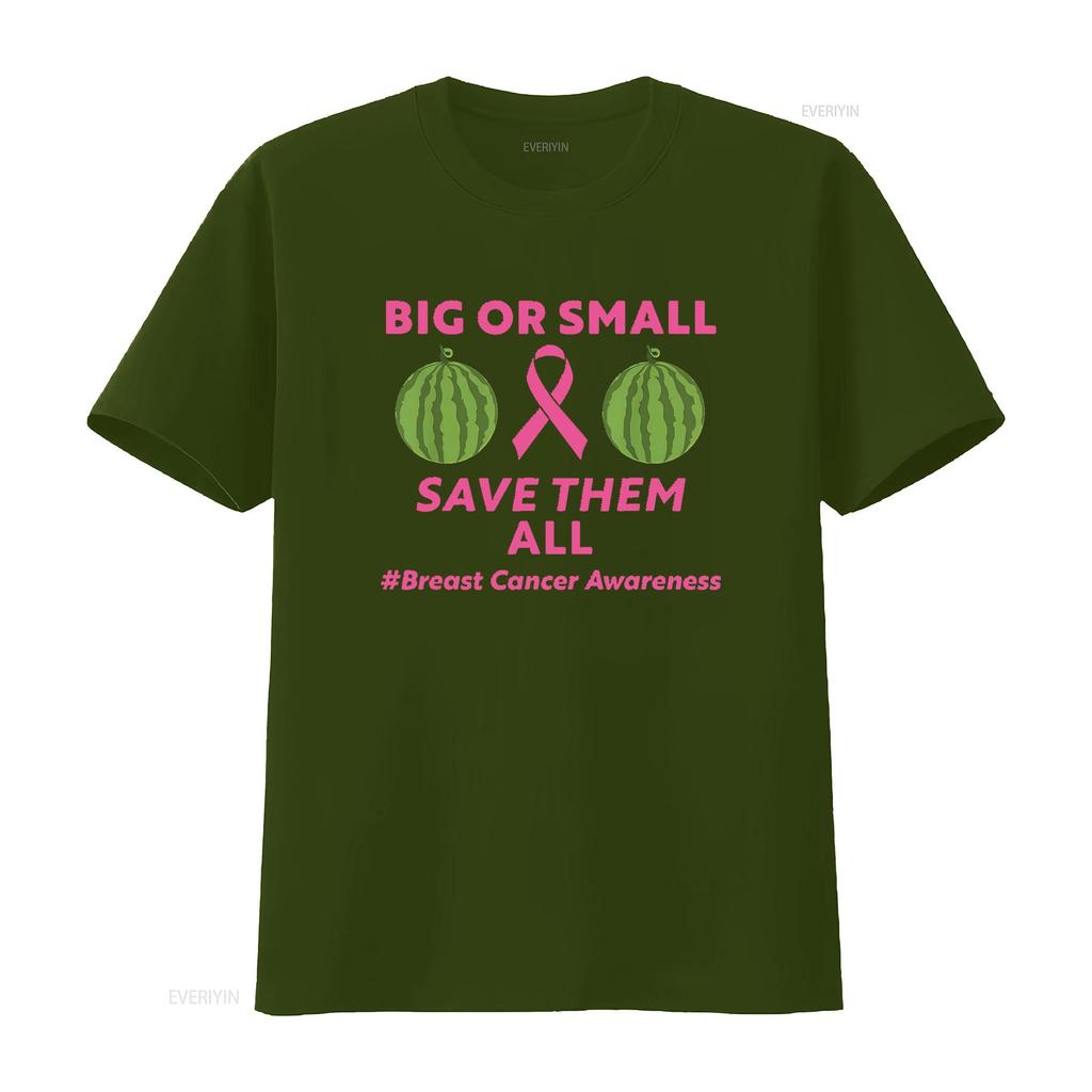 Big Or Small Save Them All Breast Cancer Month Women s T Shirt Black vintage Washed fashion Slightly Unisex Comfortable homme