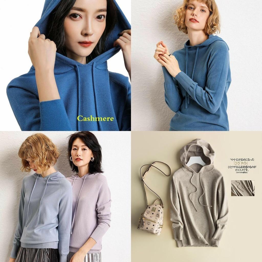 Locker gestrickter Damen-Hoodie aus weichem Kaschmir für kuscheligen Komfort