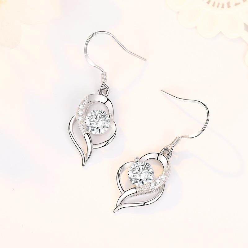 Elegant Long Heart Shaped Dangle Earrings Fashion Jewelry For Women 1 pair