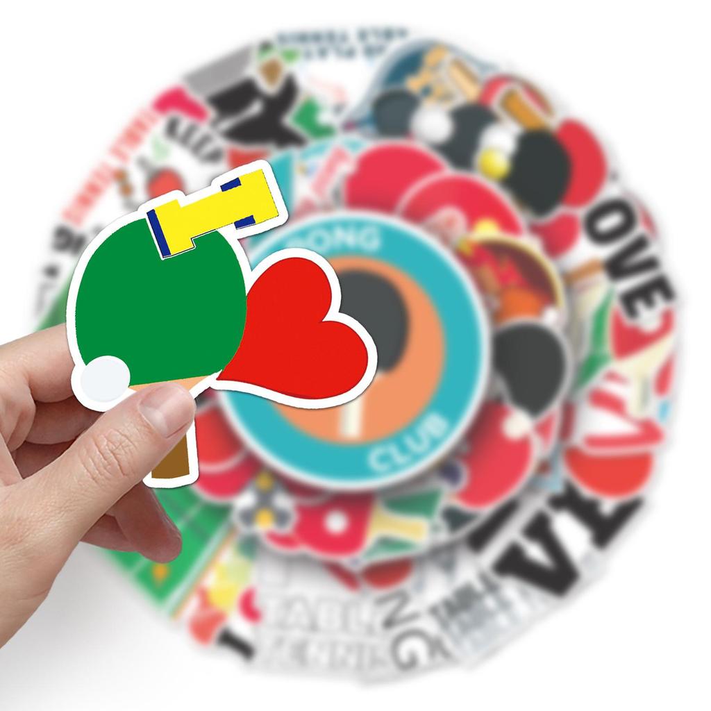 50pcs Waterproof Table Tennis Graffiti Stickers for Sports, DIY, Water Bottles, Skateboards, and Luggage.