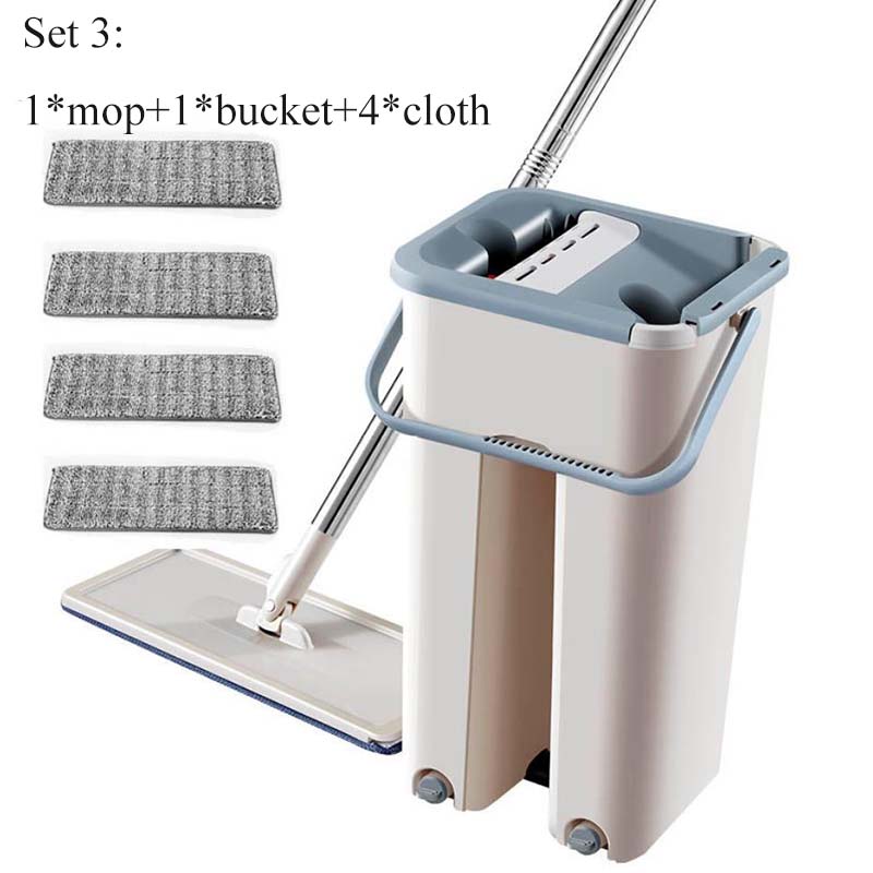 Für faule Menschen, magische Bodenreinigungsmopps, freie Hände, Spin-Reinigung, Mikrofaser-Mopp mit Eimer, flacher Quetsch-Spray-Mopp, Heim- und Küchen-Bodenreinigungswerkzeuge