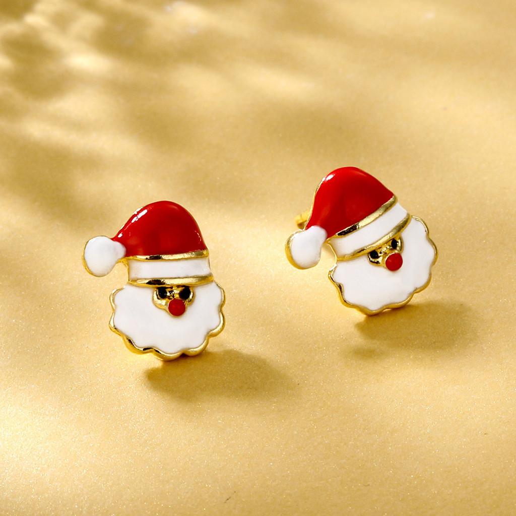 Exquisite Alloy Geometric Christmas Deer Santa Earrings Fashion Jewelry Gift