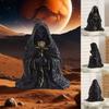Black Resin Grim Figurine Holding Golden Flower - Gothic Home Decoration
