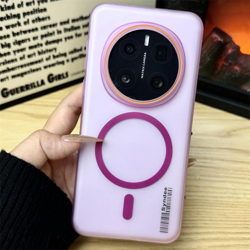 

For Honor 300 Ultra 200 Lite 100 Pro Back Cover Translucent For MagSafe Case For Honor Magic 7 6 Pro Frosted Barcode Phone Cases Honor Magic6 Pro рожевий