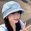 Japanese Short Brim Denim Cap All-Match Leisure Visor Hat Fashion Denim Bucket Cap  Male and Female