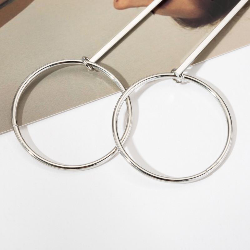 And Gold Silver Geometric Hoop Earrings Fashionable Minimalist Alloy Jewelry Women For