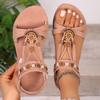 Fashion Bohemia Flower Decoration Cross Strap Gladiator Sandals Women Soft Sole Flat Heels Sandals Women 2025 Summer Fashion Beach Shoes