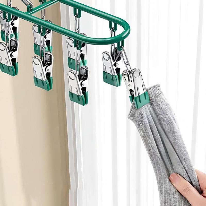 18 Clip Stainless Steel Sock Rack Clothes Rack Multifunctional Household Unmarked Underwear Drying Rack Balcony Storage Racks