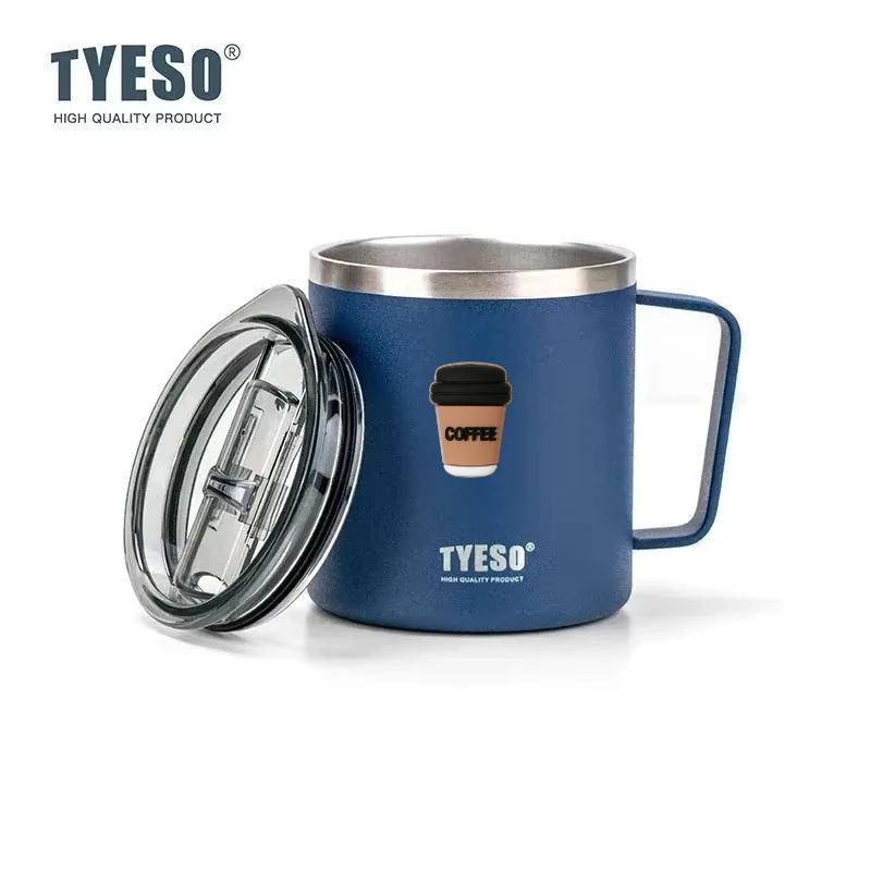 Tyeso 400ml Stainless Steel Vacuum-insulated Cold Insulated Coffee Cup with Handle High Aesthetic Value Vacuum Flasks for Daily With Coffee Sticker