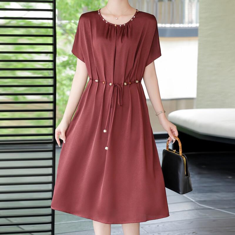 Yuzhaolin Women s Elegant Tie-Waist A-Line Dress L