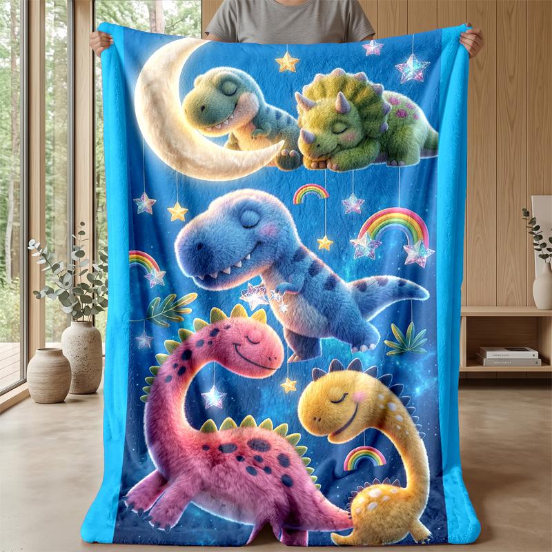 Dinosaur Dreams in Space blanket Personalized Name Flannel Blanket Soft Cozy Plush Throw for Sofa Bed Lightweight Home Decor