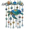 Balcony Hanging Decor Ocean-Themed Wind Chime Decoration Animal Sun Catcher with Faux Crystal Drops Tropical Fish Garden Decoration Stained