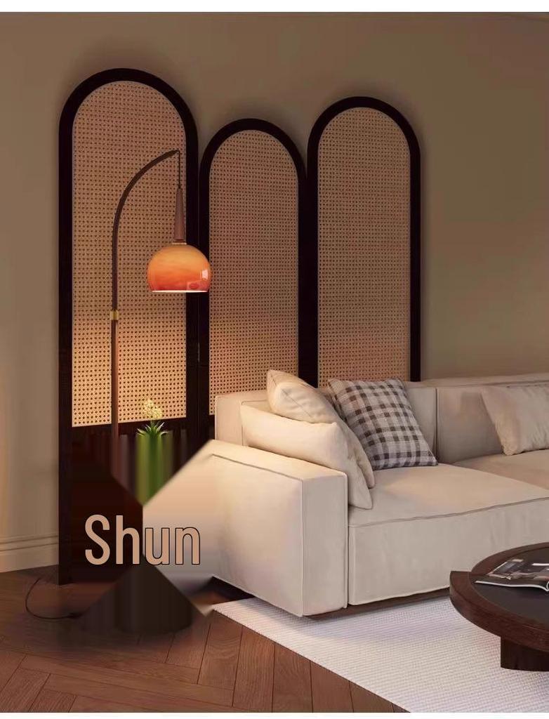 Retro American-Style Floor Lamp with Integrated Storage and Bedside Table Combo