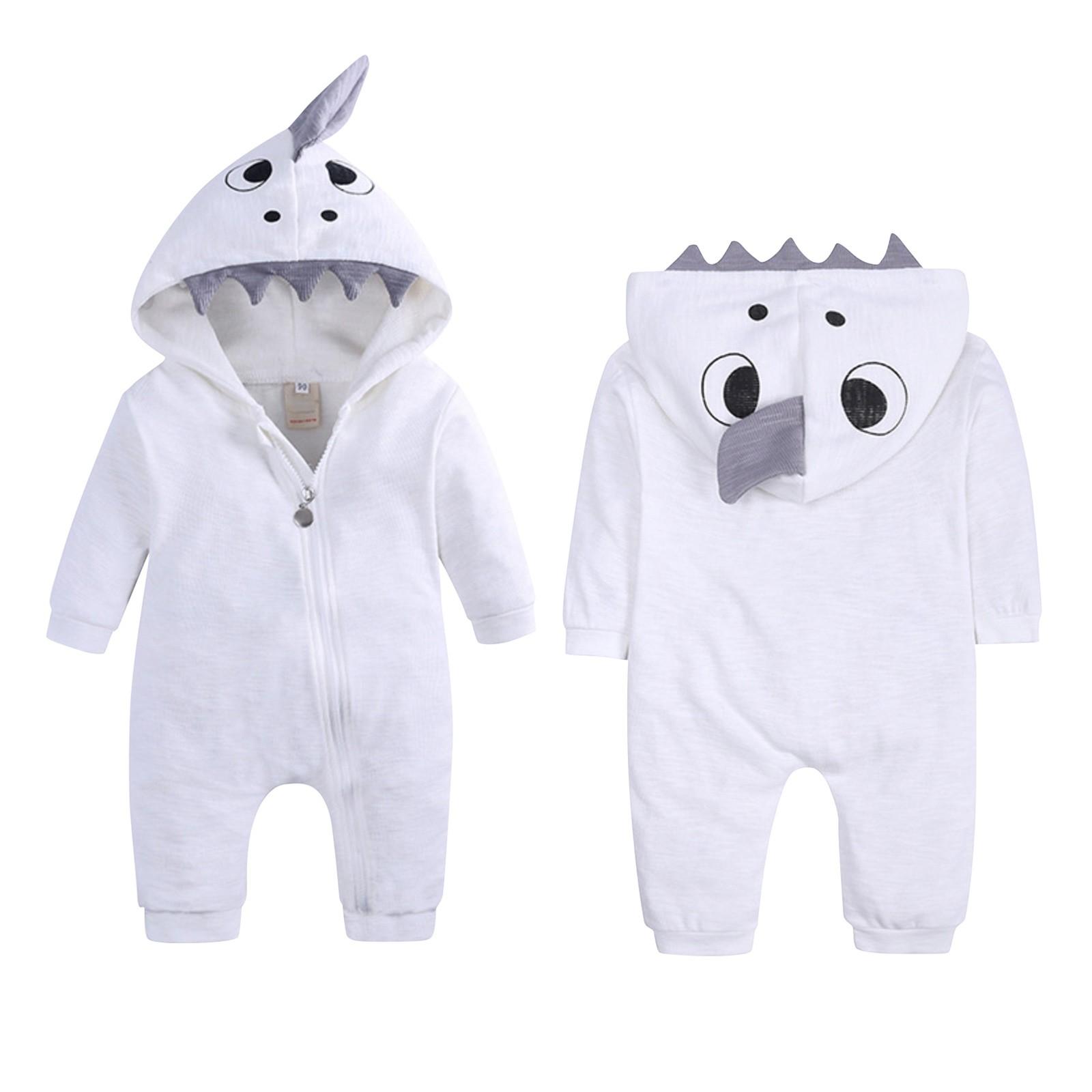 

Детская одежда для ползания на Хэллоуин, весенне-осенний комбинезон с капюшоном и длинными рукавами на молнии 9 белый