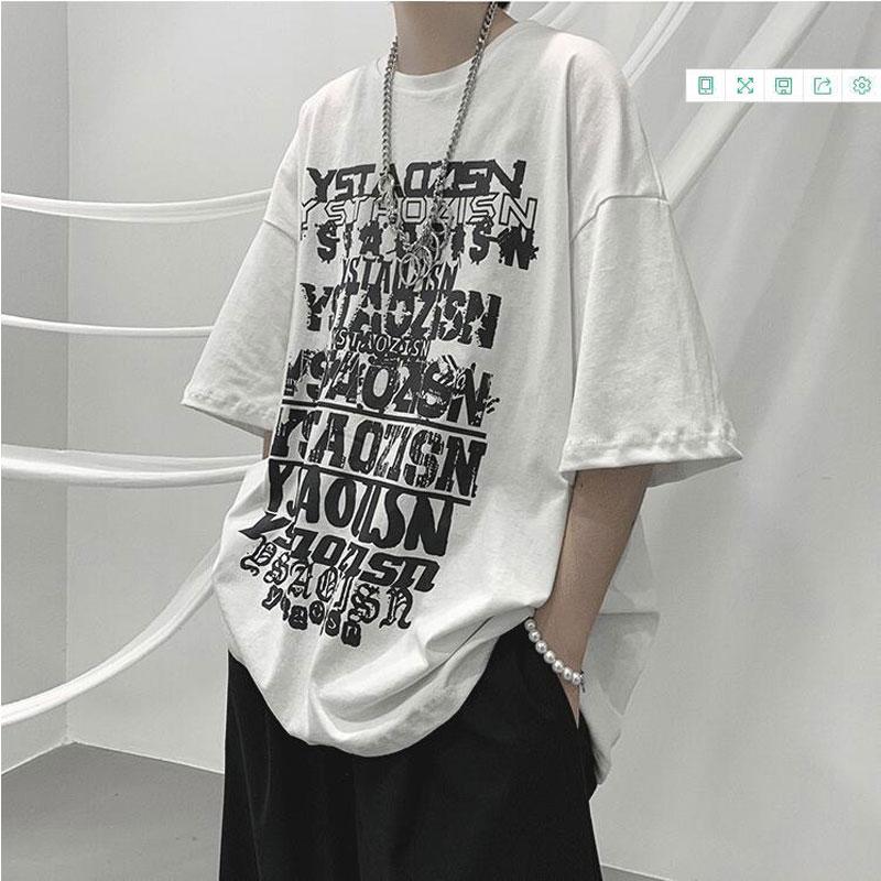 

Футболки с принтом букв в стиле хай-стрит, мужская одежда, молодежный стиль, круглый вырез, летние, на каждый день, с коротким рукавом, повседневные, свободные пуловеры S белый