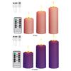 3Pcs Flickering Flameless Romantic Pillar Candle Timer USB Rechargeable Outdoor Waterproof Candles Light Dimmable with USB Cable