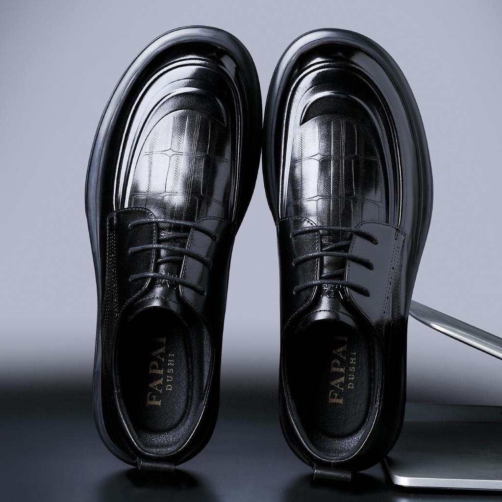 2025 Leather Shoes Men's Premium British Style Leather Men's Shoes First Layer Cowhide Business Casual Wedding Derby Shoes Big Head