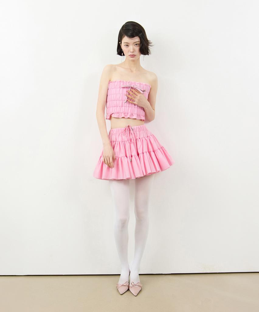 Leobyui Cabbage Tiered Skirt Pink