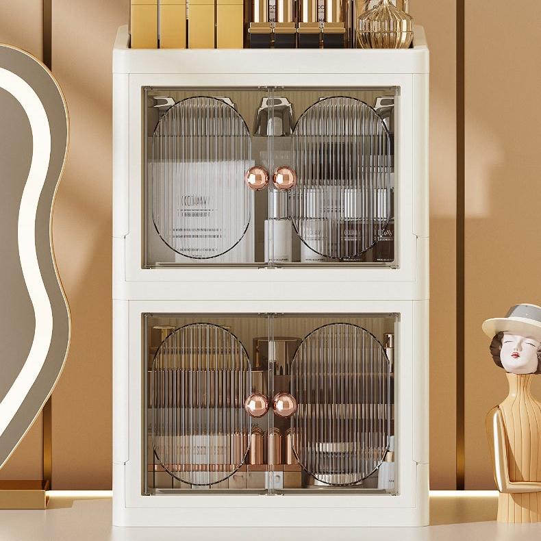 Dustproof Makeup Organizer Cabinet Multi Layer Storage Box with Door Desktop Cosmetic Skincare Organizer