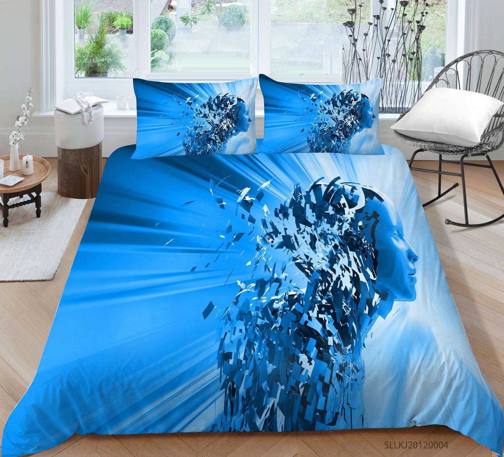 

Роскошный комплект постельного белья для мебели, новое покрывало с 3D-фигурным принтом, полноразмерный пододеяльник для всей спальни и наволочка из микрофибры EU Single 135x200cm