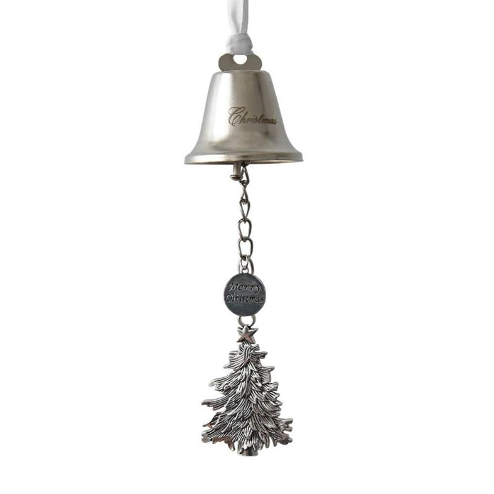Wonderful Silver Christmas Bell Ornament Iron DIY Xmas Jingle Bells Holiday Decoration with Ribbon Christmas Tree Pendant