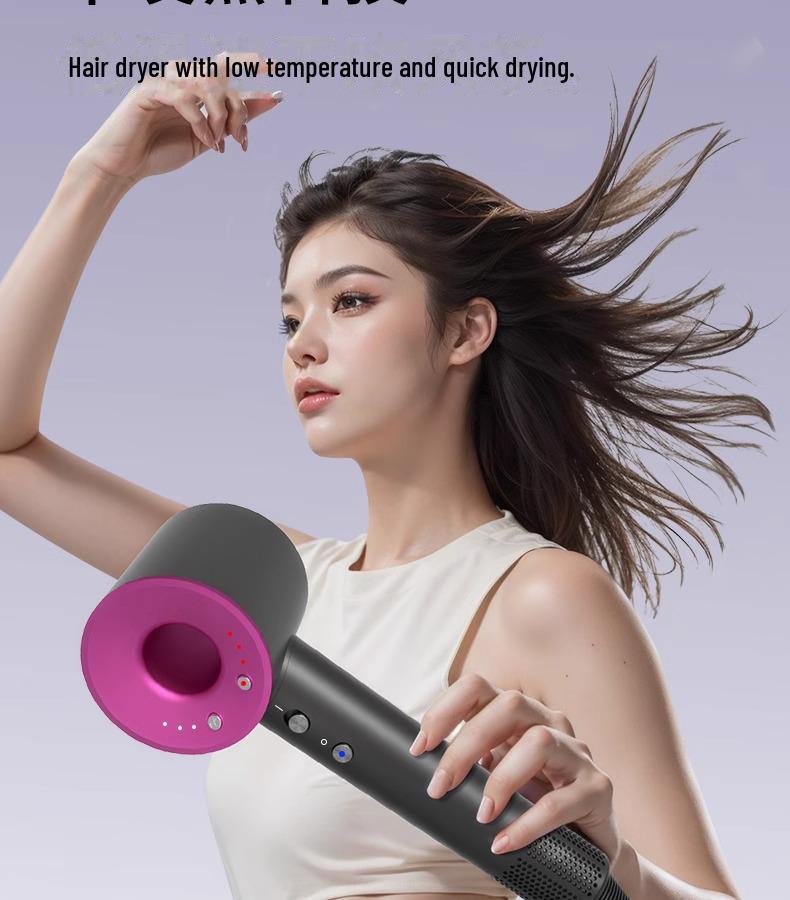Leafless High-Speed Silent Hair Dryer with Negative Ion Technology for Home and Dorm Use.