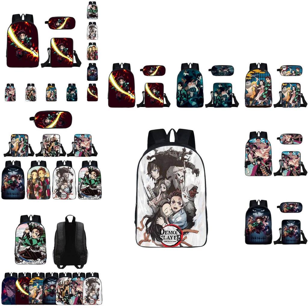 Fashionable Demon Slayer Backpack With Spacious Compartments And Cartoon Pattern Design