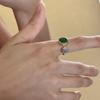 Elegant Japanese-European Emerald Ring: High-End Fashion with Unique Design for Women