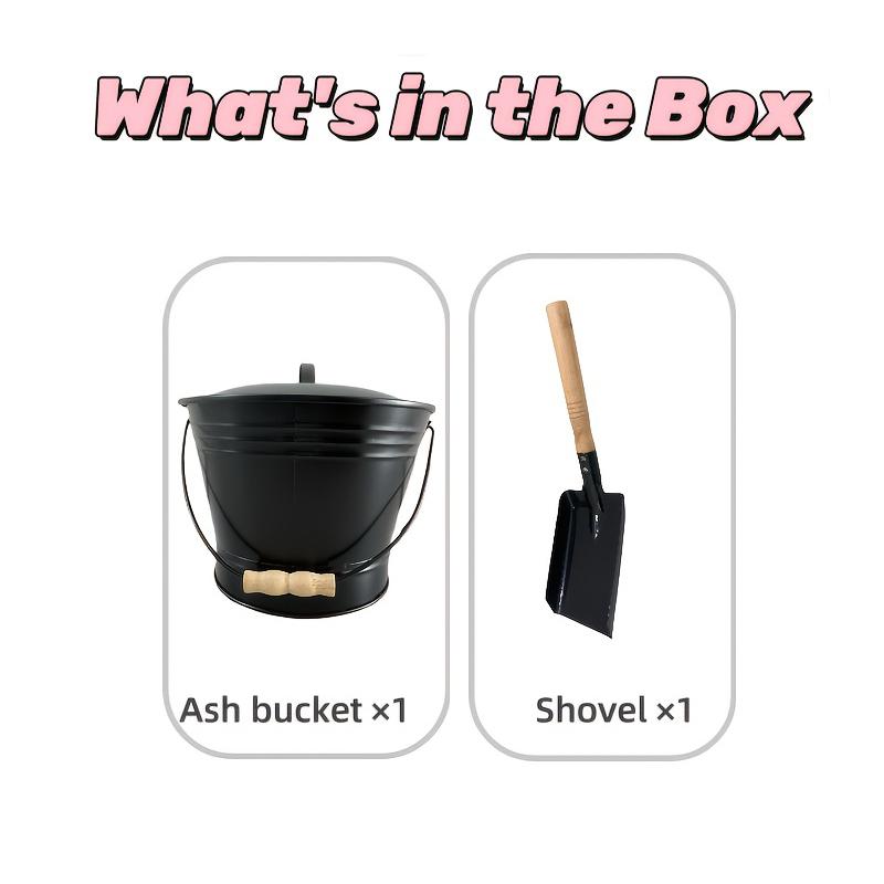 2PCS/SET Household Iron Fireplace Scraper Bucket Set for Convenient Ash Cleaning with Iron Bucket Tool Ash Scraper