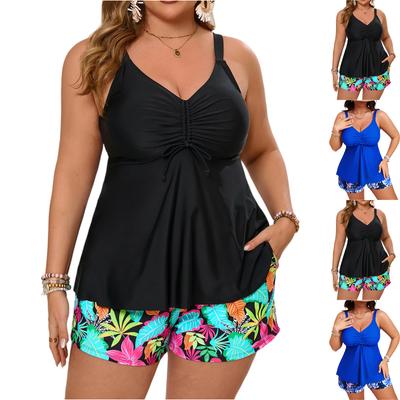 Damen Zweiteiliges Bikini-Set Große Größe Rock Gespalten Badeanzug