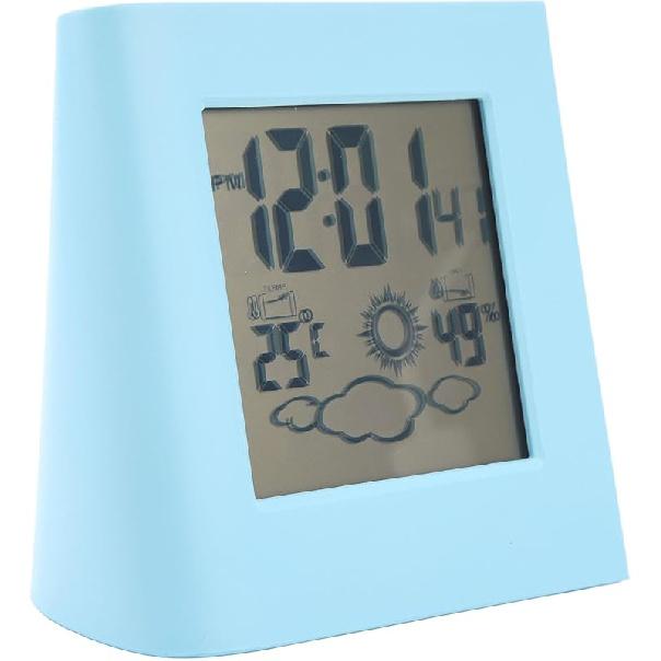 Solar Alarm Clock Solar Powered Alarm Clock Eco Friendly Alarm Clock Solar Desk Clock Solar Charging Clock for Weather Forcast Clock Solar Powered синий