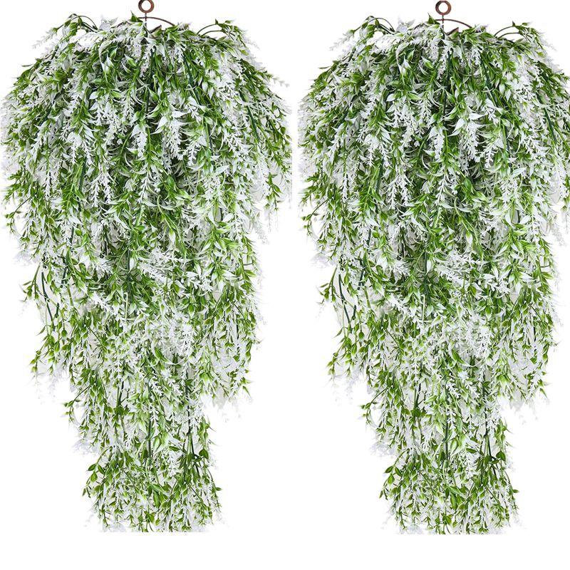2/4Pcs Artificial Vine Plants Wall Hanging Simulation Greenery Fake Hanging Plants Vine Diy Home Garden Outdoor Decoration 2Pcs белый