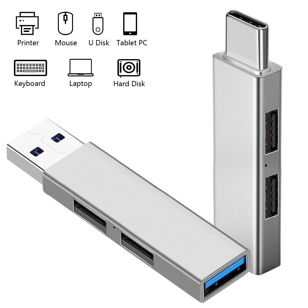 

Aluminium Alloy 3 Ports Splitter USB 3.0 Expander Type-C Hub Data Transmission OTG Adapter