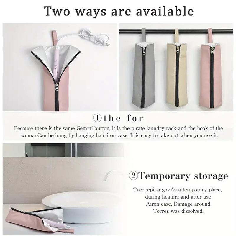 Heißes Eisenhalter, Lockenstabhaltermatte mit Reißverschluss, Hitzebeständige Reisetasche für Lockenstab, Leichter tragbarer Haarsträhnen